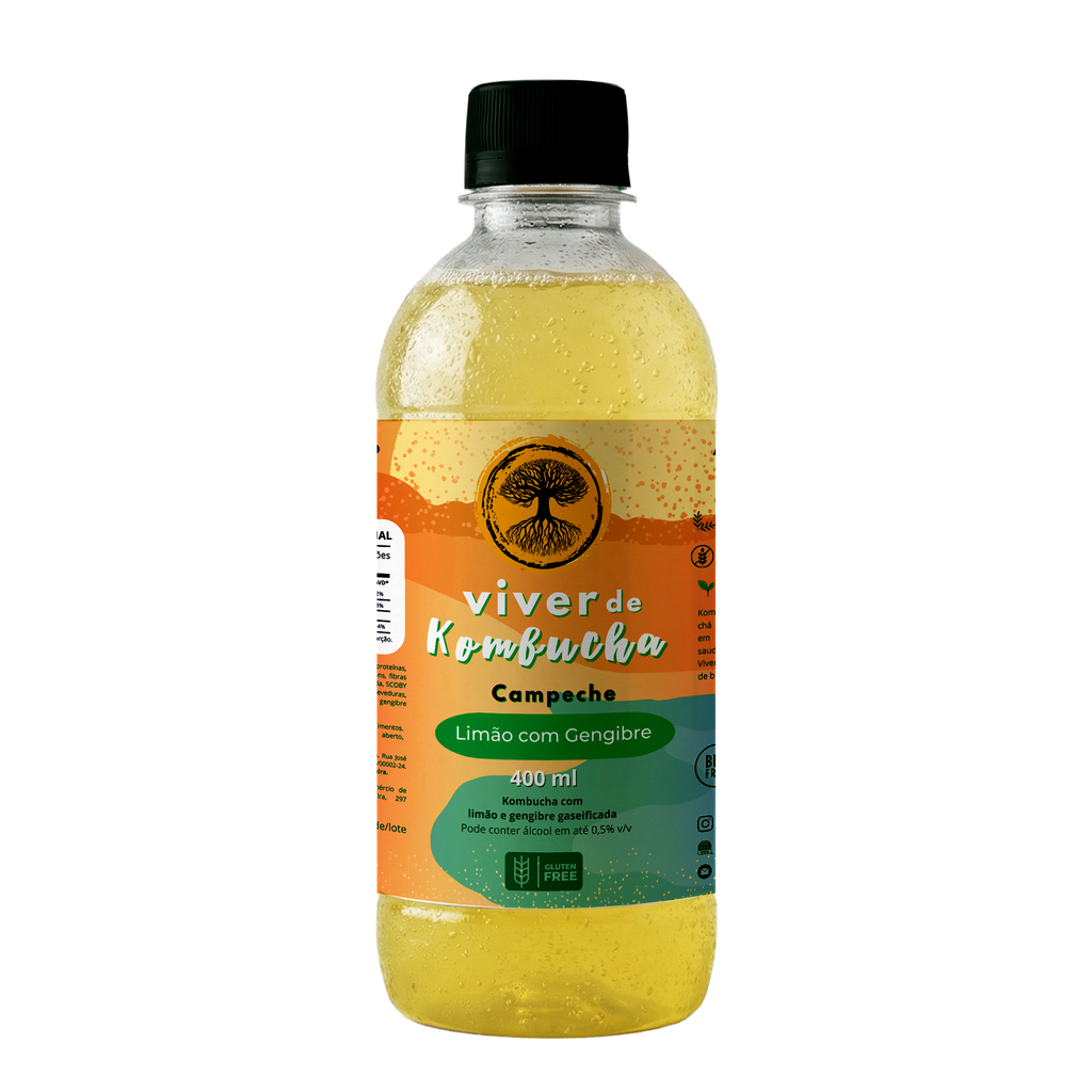 Kit com 24 Kombuchas Limão com Gengibre 400ml
