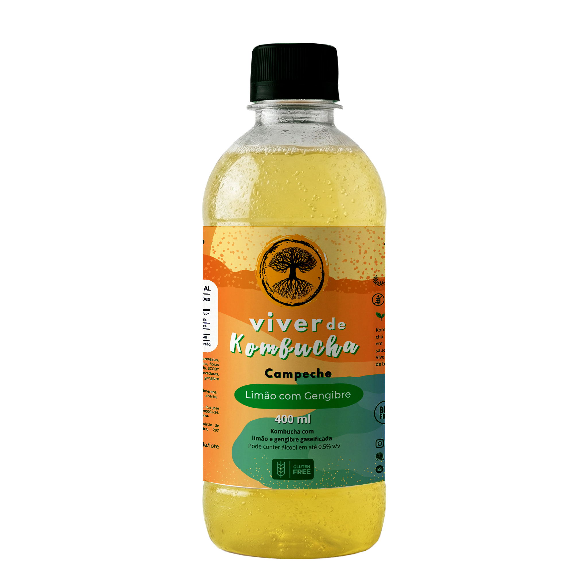 Kit com 12 Kombuchas Limão com Gengibre 400ml