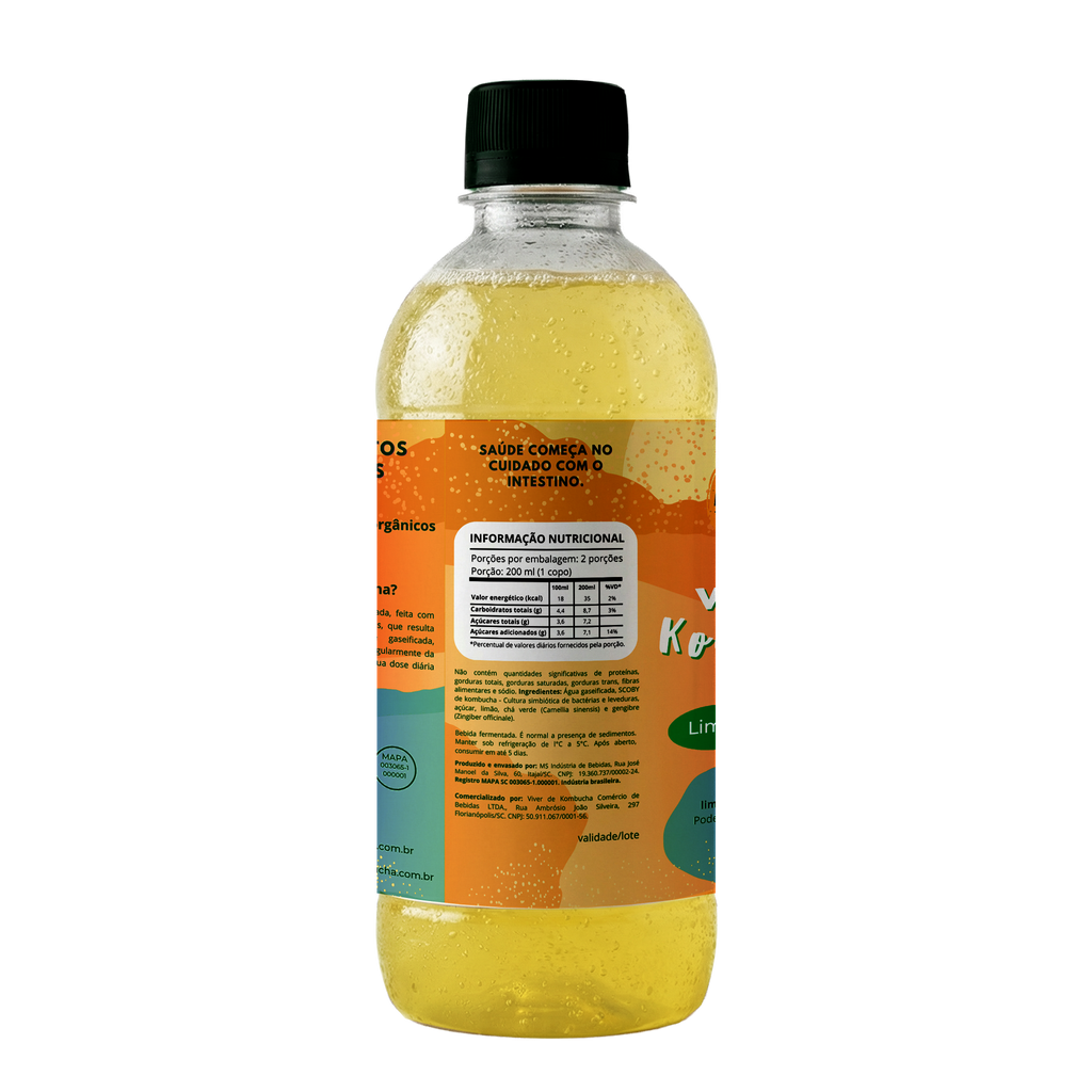 Kit com 24 Kombuchas Limão com Gengibre 400ml