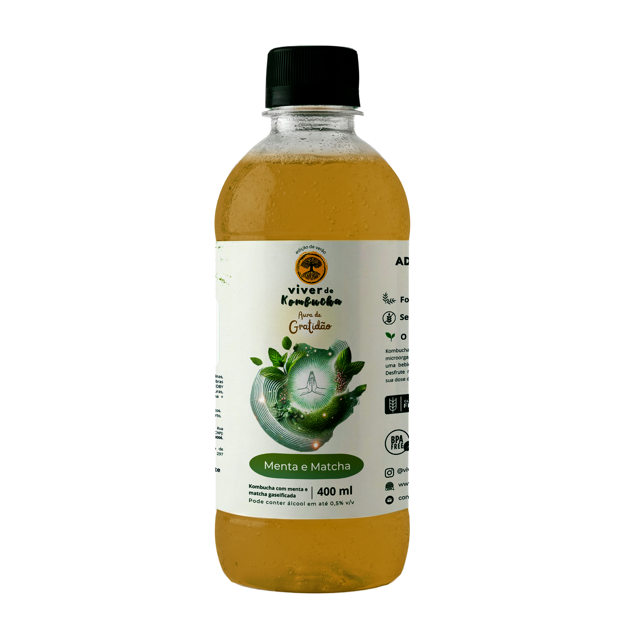 Kit com 12 Kombuchas de Menta & Matcha 400ml