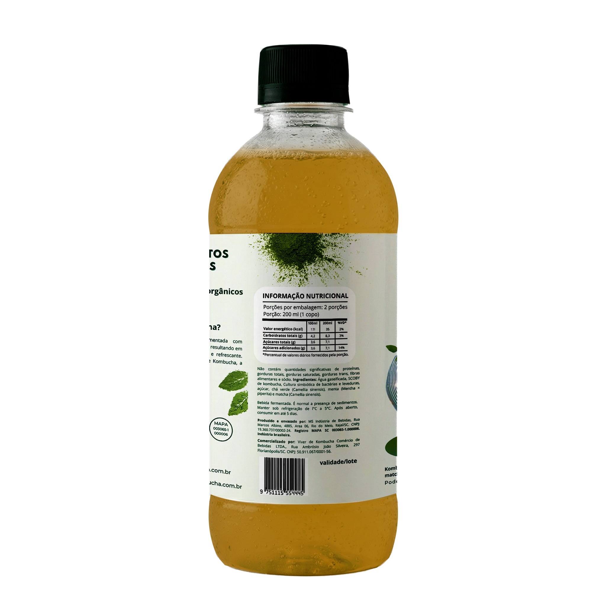 Kit com 24 Kombuchas de Menta & Matcha 400ml