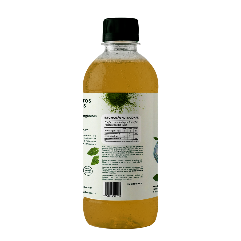 Kit com 12 Kombuchas de Menta & Matcha 400ml