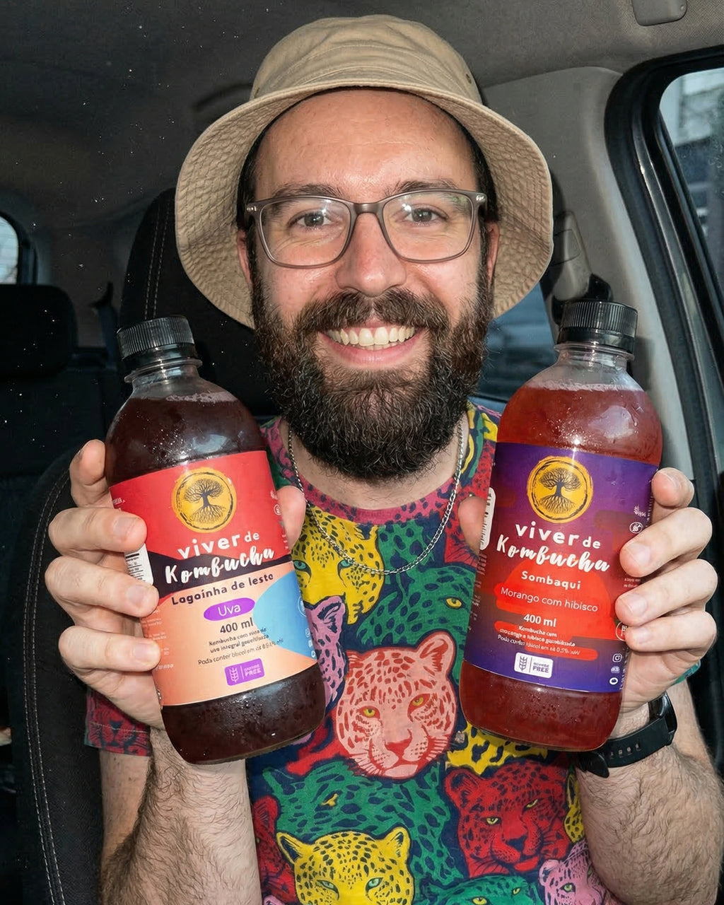 Kit com 24 Kombuchas de Uva e Morango 400ml