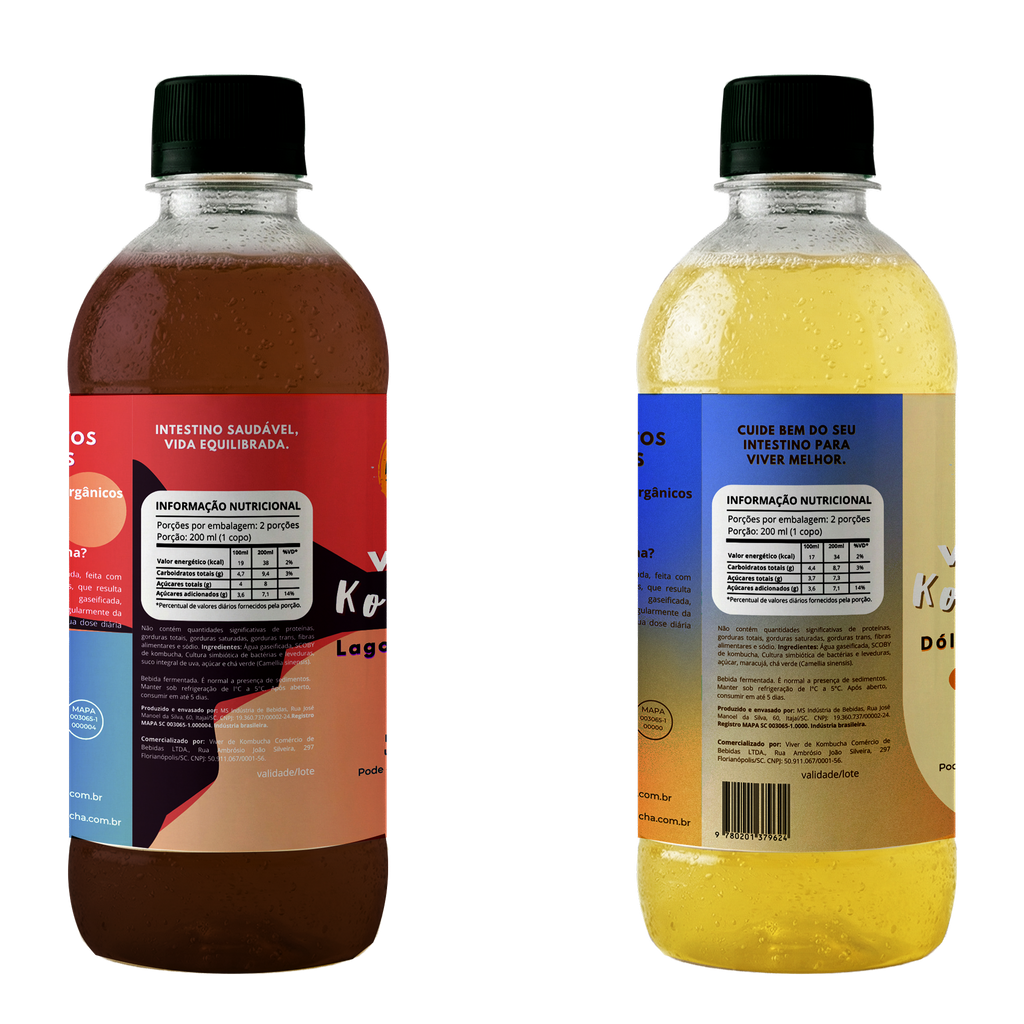 Kit com 12 Kombuchas de Uva e Maracujá