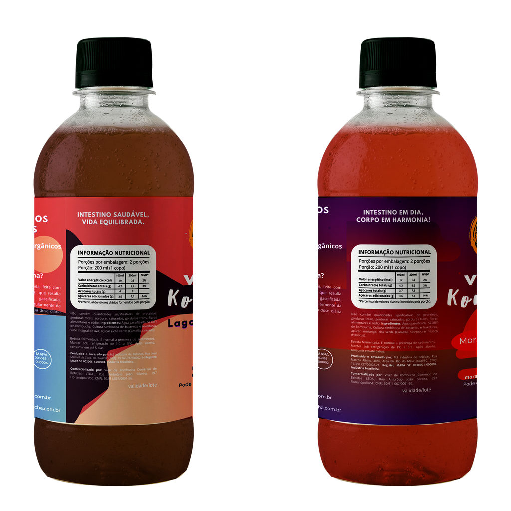 Kit com 24 Kombuchas de Uva e Morango 400ml