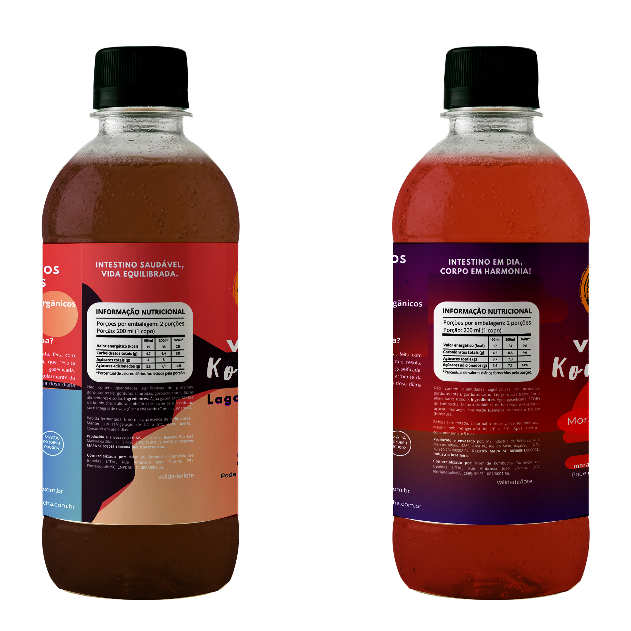 Kit com 12 Kombuchas de Uva e Morango 400ml